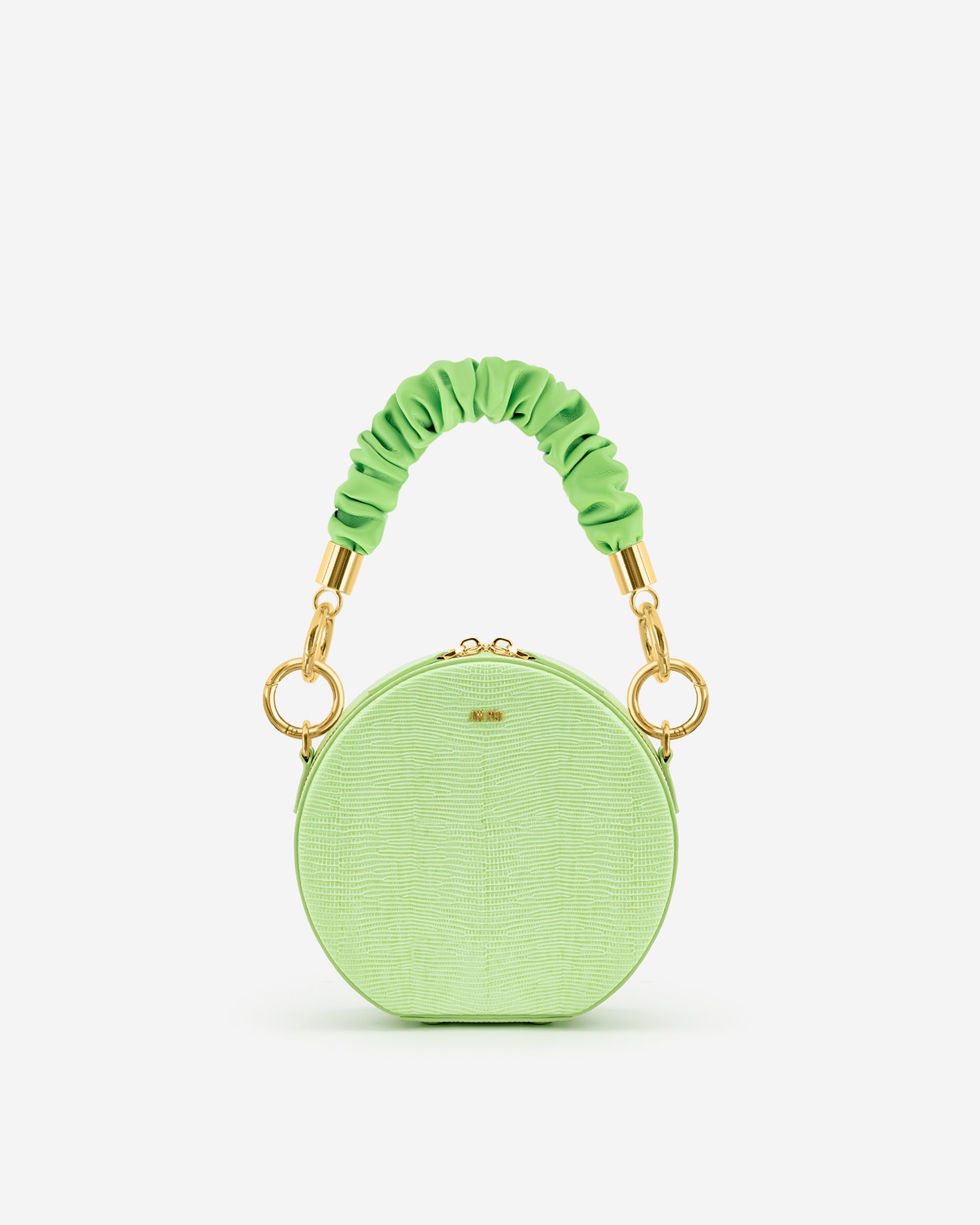 Luna Gradient Acrylic Chain Circle Shoulder Bag - Lime Green Lizard