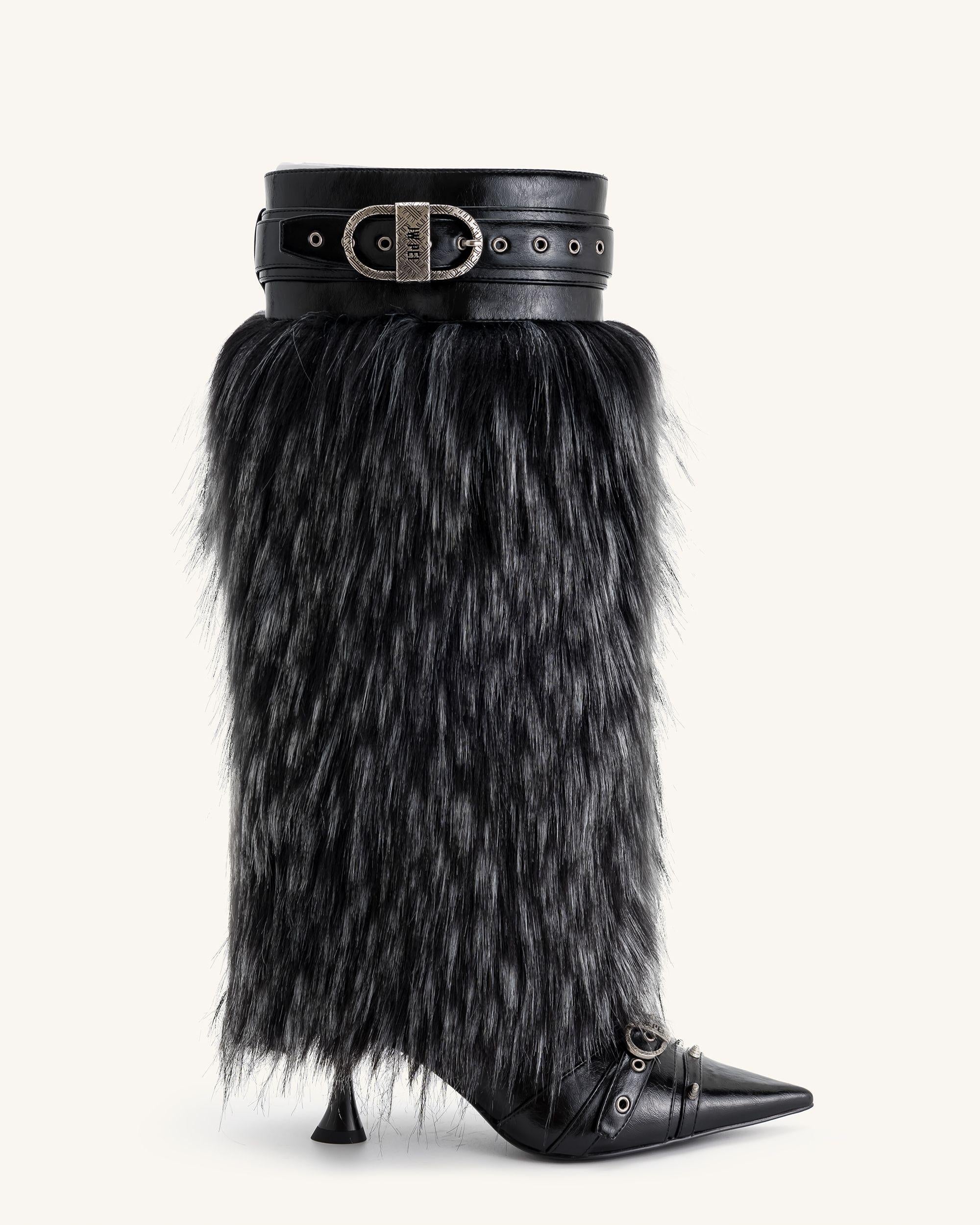 Nico Faux Fur Studded Boot - Black