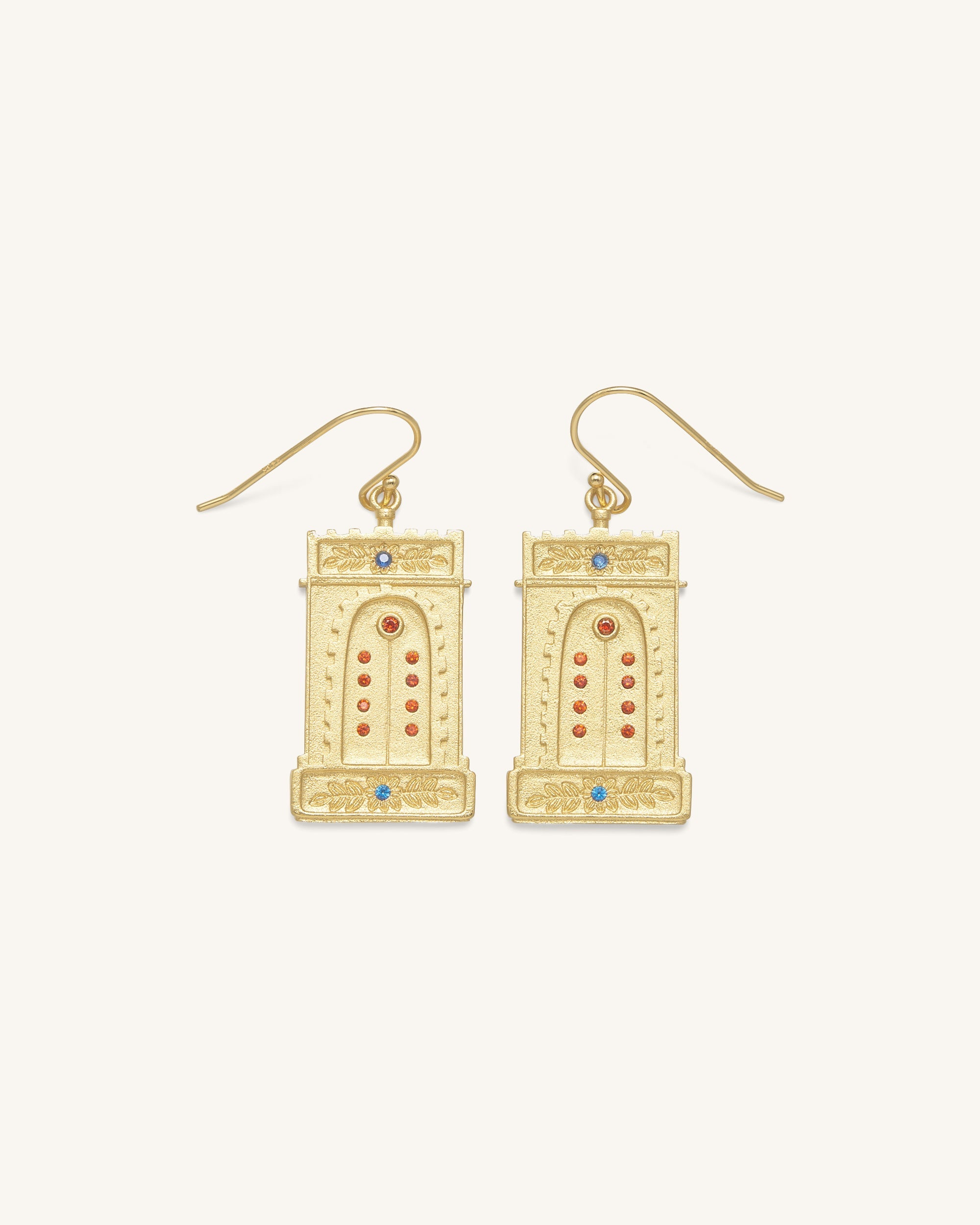 Roman Arch Earrings - 18ct Gold Plated & Multicolor Zircon