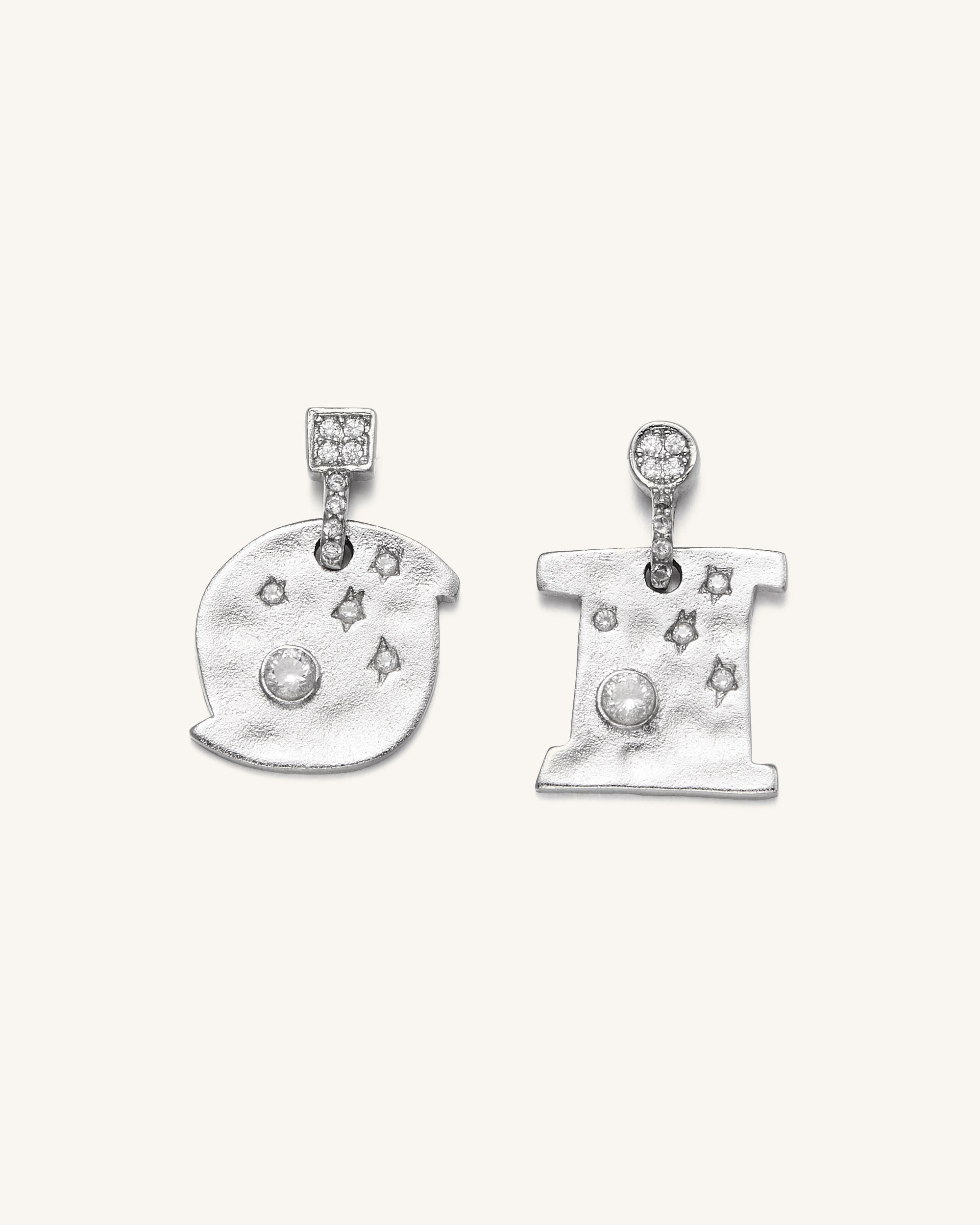 Cosmos Earrings - 18ct White Gold Plated & White Zircon