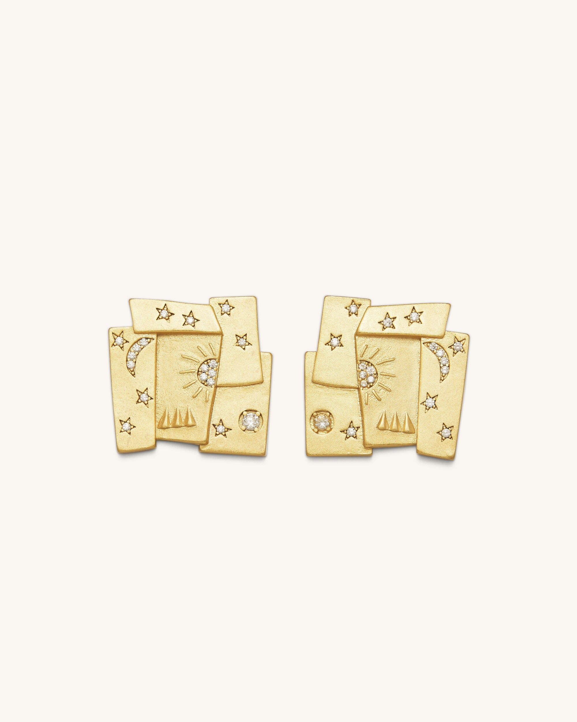Cosmos Combination Earrings - 18ct Gold Plated & White Zircon