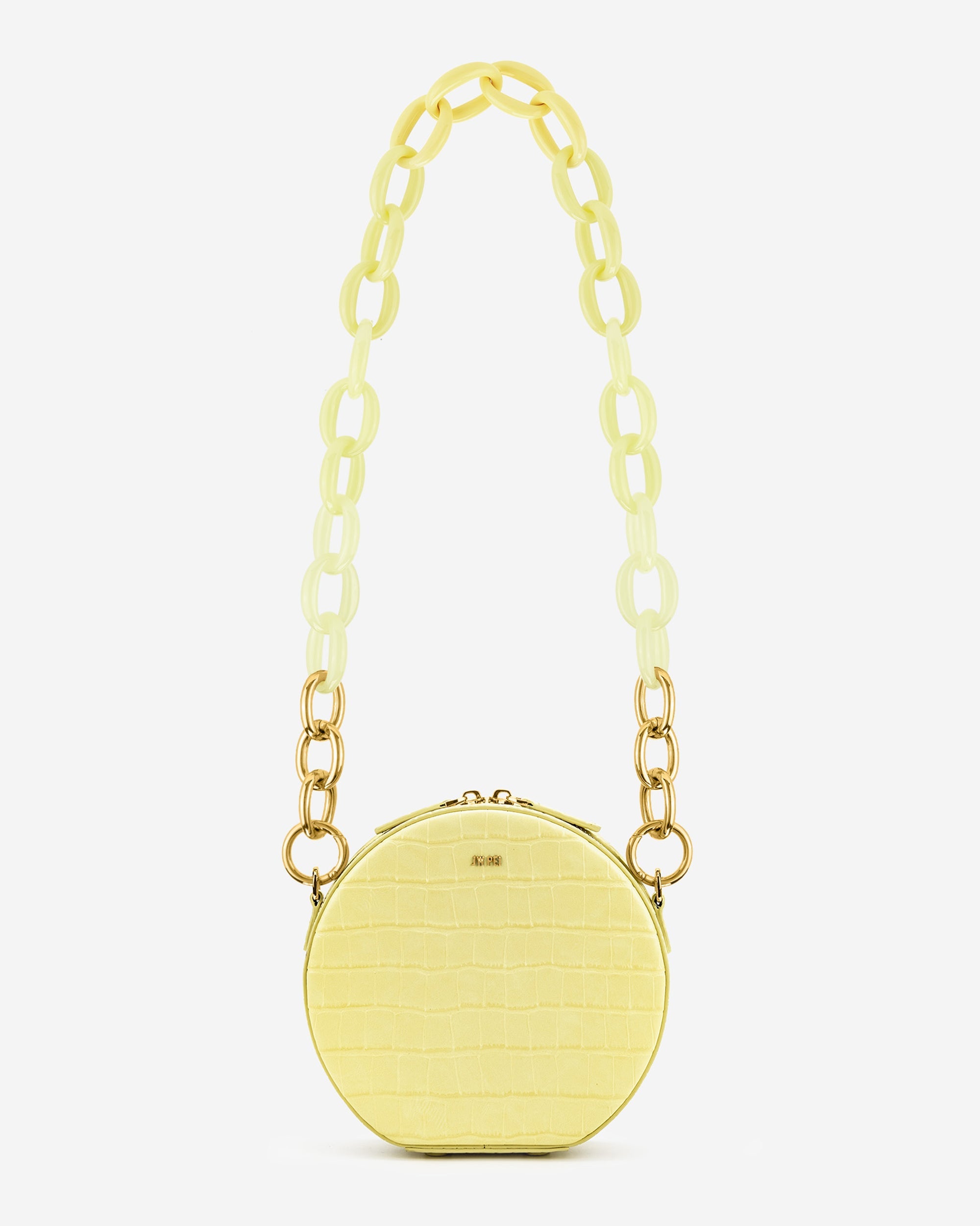 Luna Gradient Acrylic Chain Circle Shoulder Bag - Light Yellow Croc