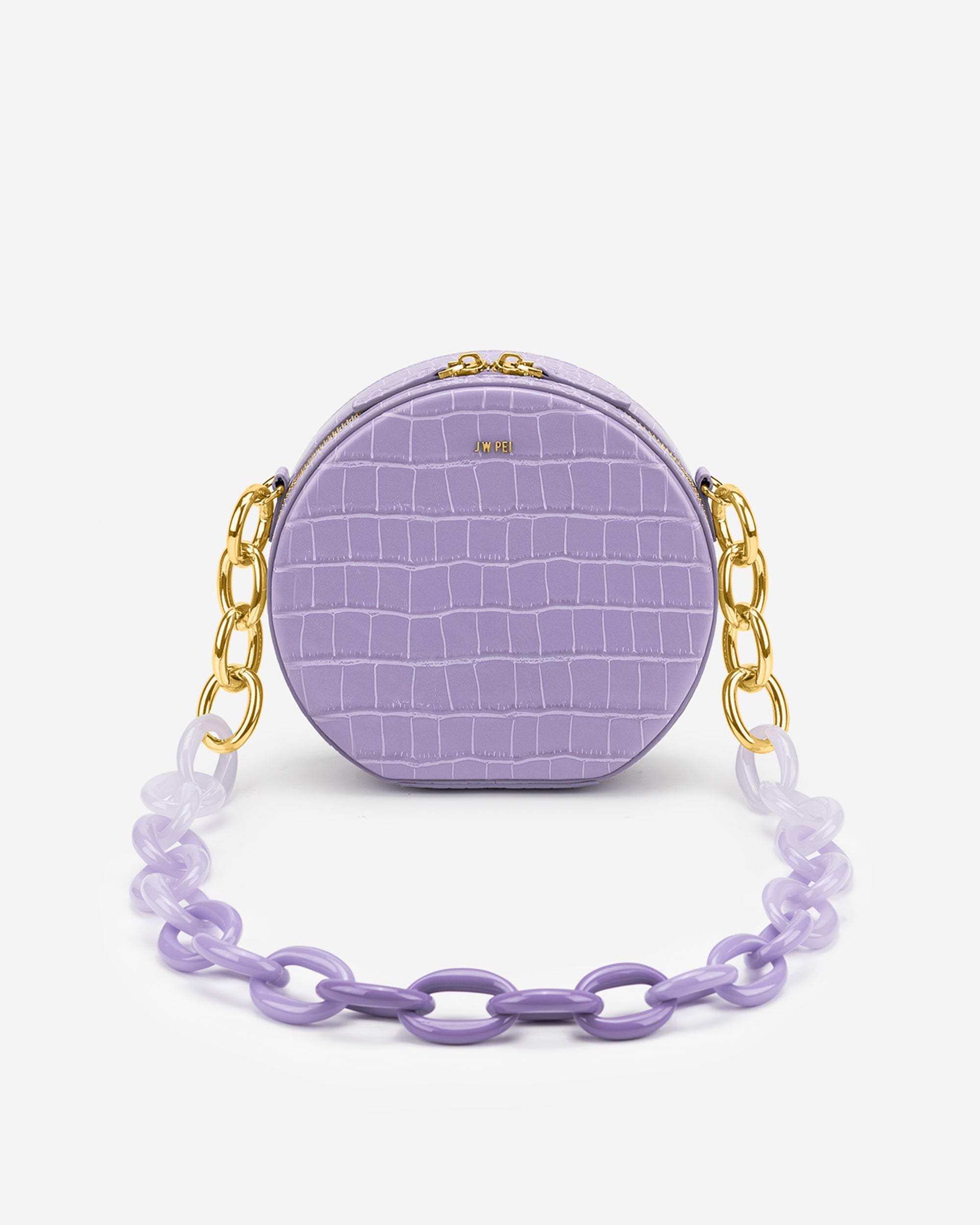 Luna Gradient Acrylic Chain Circle Shoulder Bag - Purple Croc