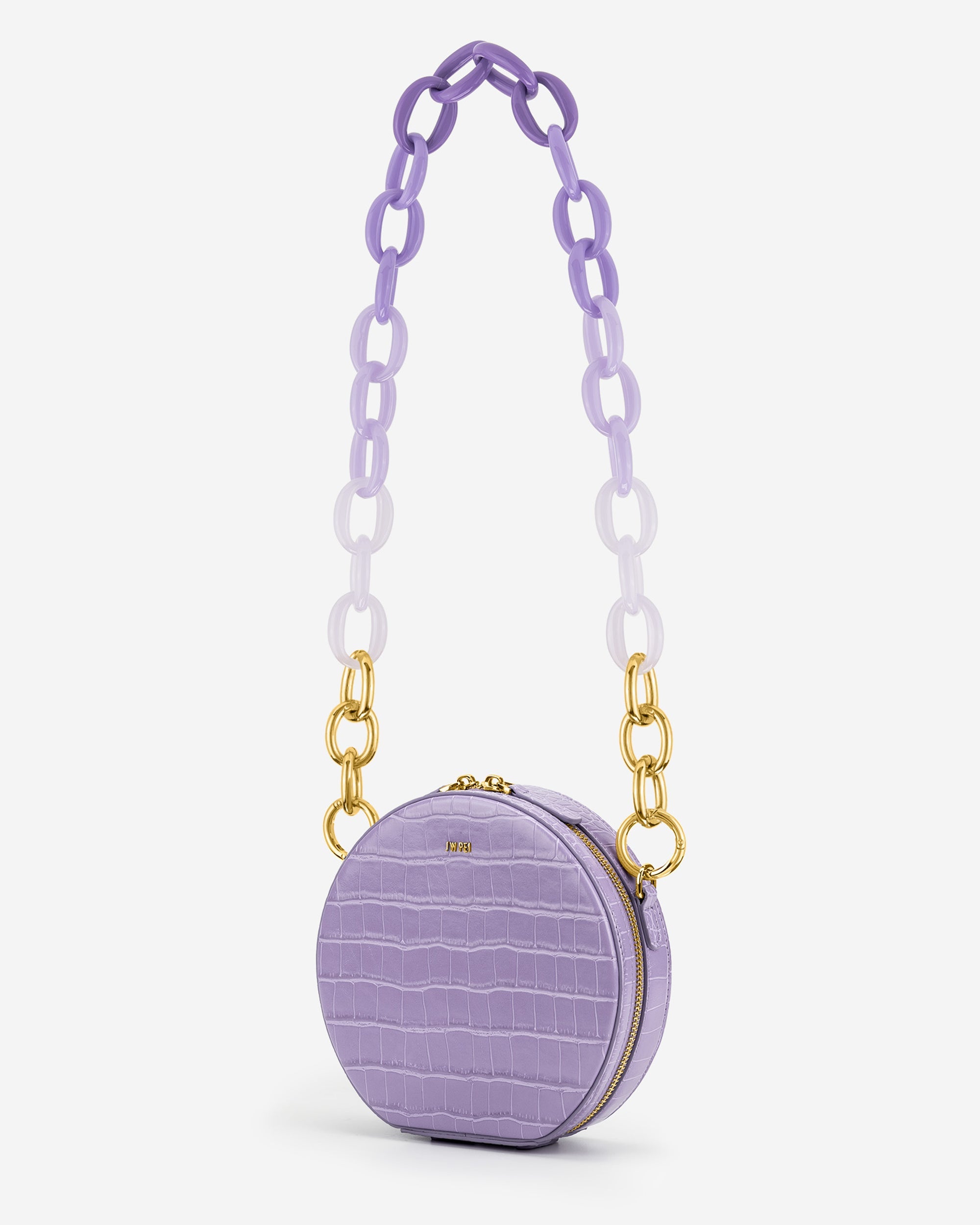 Luna Gradient Acrylic Chain Circle Shoulder Bag - Purple Croc
