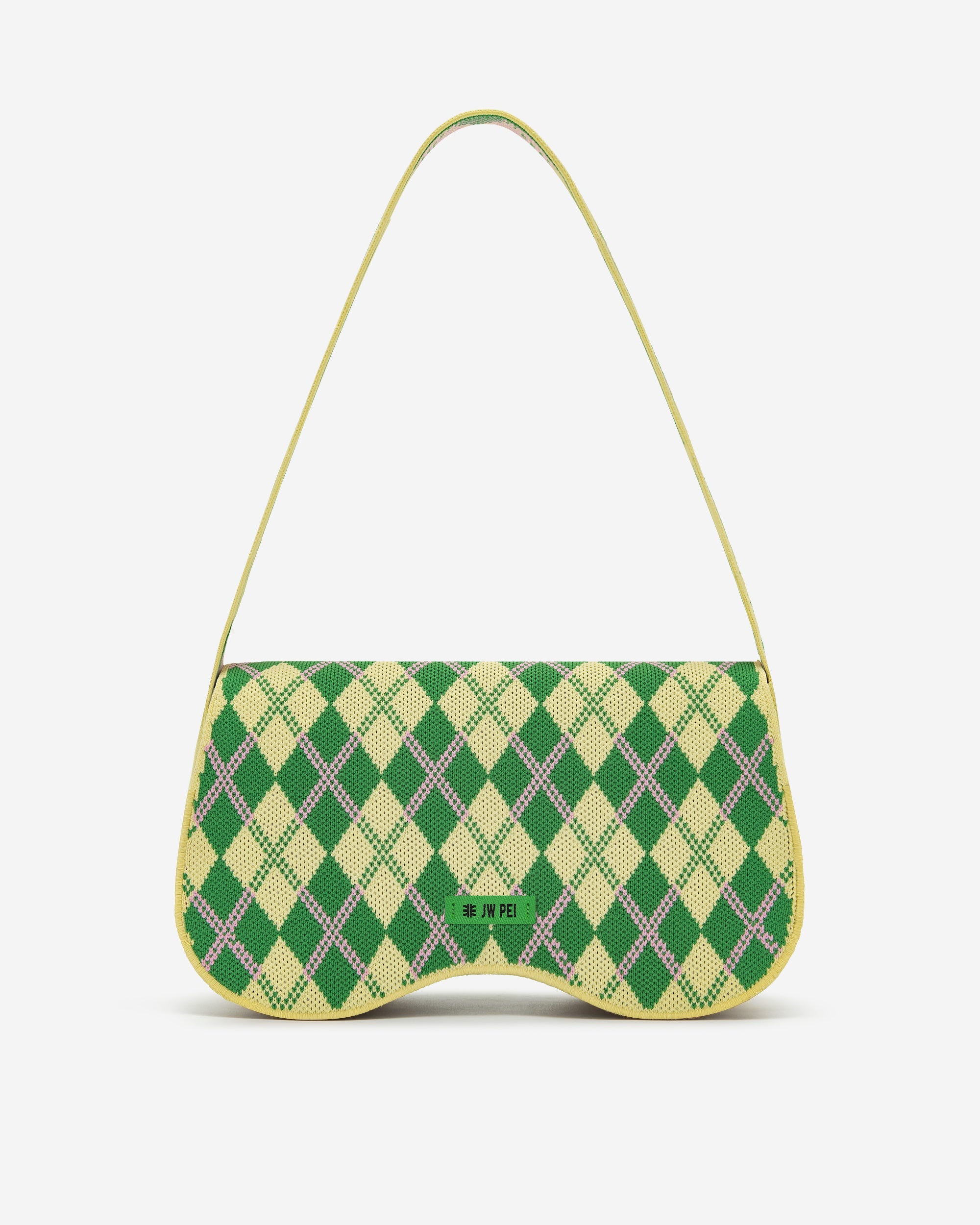 Becci Knitted Shoulder Bag -  Light Yellow & Green & Pink