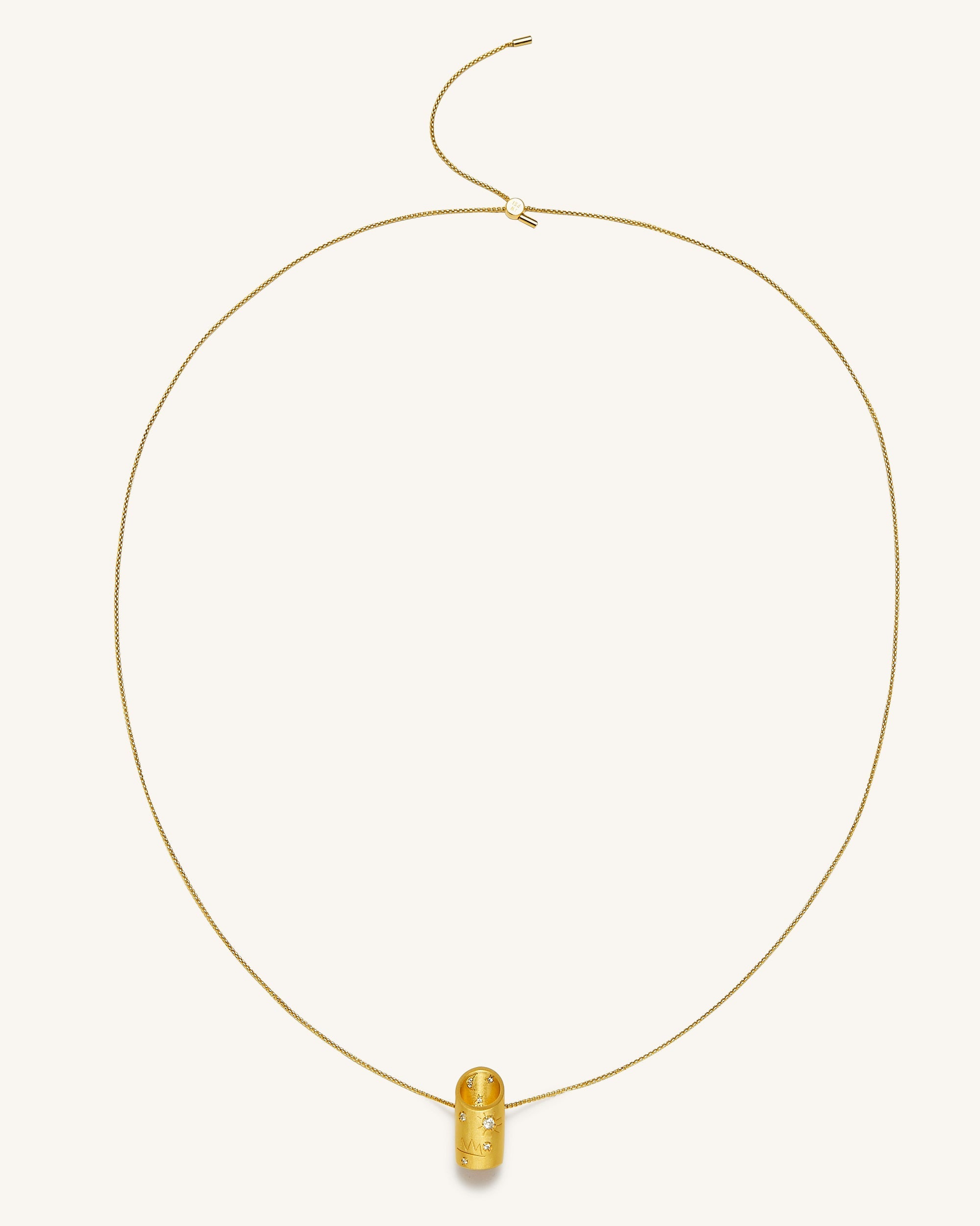 Bamboo Necklace - 18ct Gold Plated & White Zircon