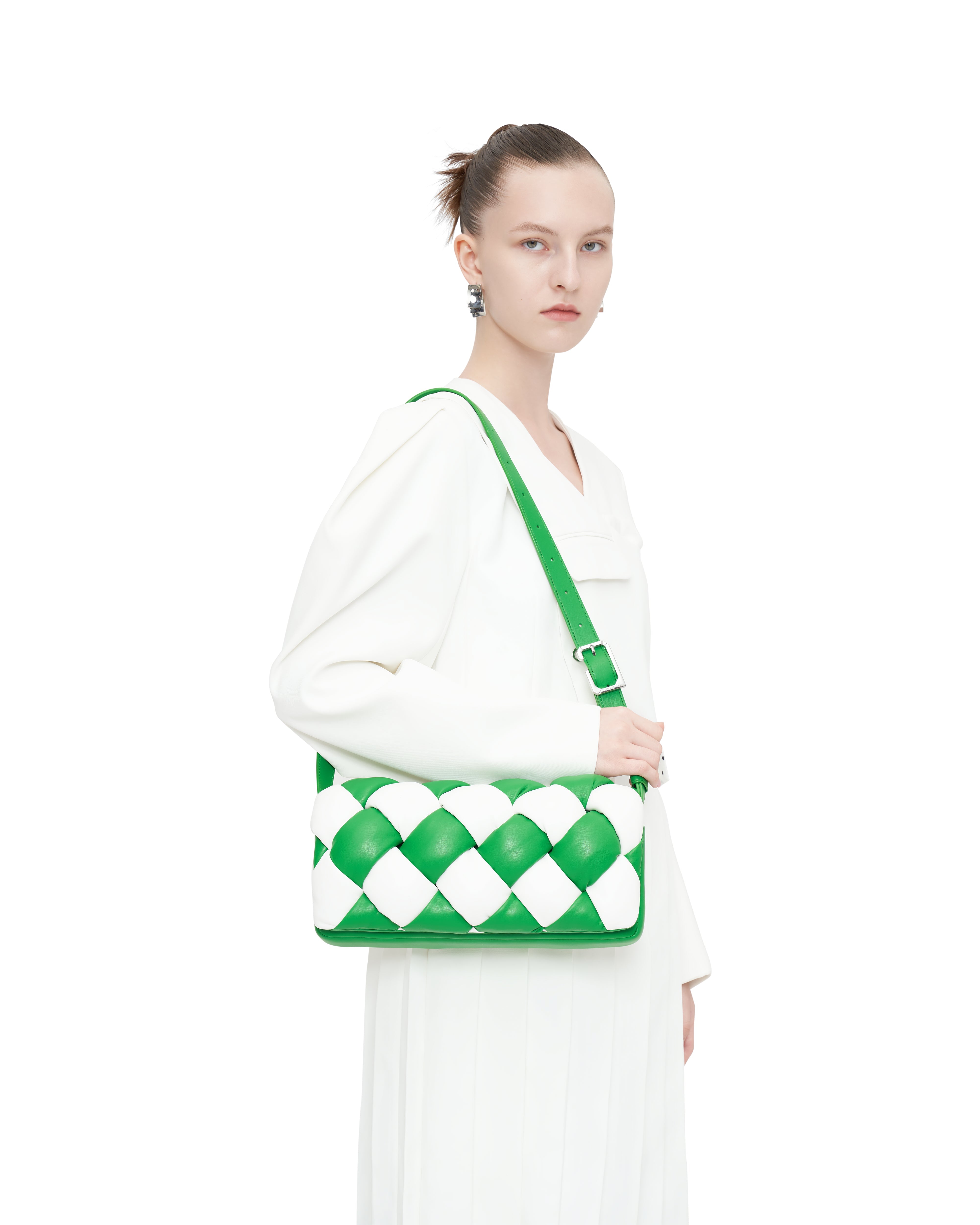 Maze Shoulder Bag - Grass Green & White